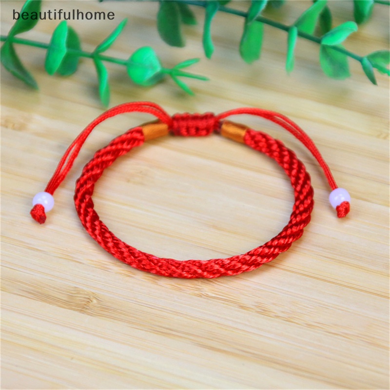 {beautifulhome} Wanita Beruntung Buatan Tangan Dikepang Couple Braclet Adjustable Lucky Red String Bracelet.