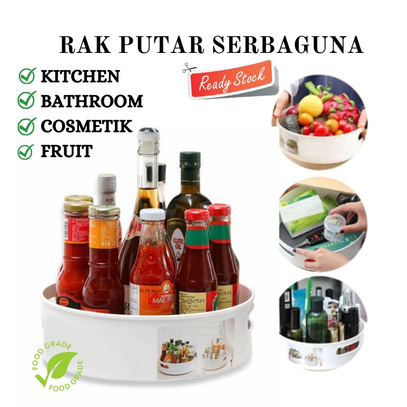 GOS A310- Wadah Penyimpanan Putar, Rak Bumbu Rak Kosmetik Keranjang Buah Storage Box