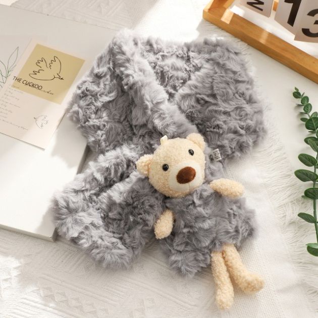 FUR SCARF BONEKA TEDDY WINTER IMPORT KIDS WOMAN SHAWL KOREAN STYLE