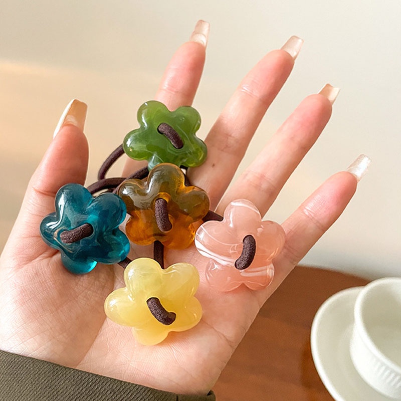 Gelang Karet Geometris Bunga Fashion Untuk Anak Perempuan