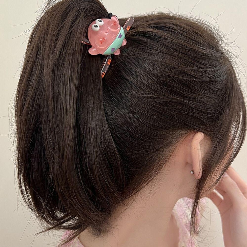 Needway Cakar Rambut Elegan Ins Patrick Star Crab Boss Ponytail Holders Jepit Untuk Wanita SpongeBob Hair Pin Untuk Wanita