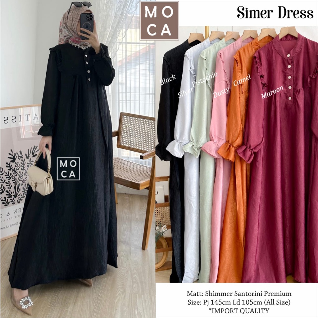 SIMER DRESS | MAXY WANITA MOTIF POLOS CANTIK ORI MOCA