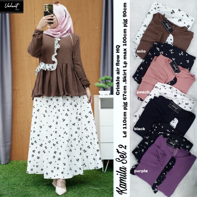 KAMILA SET • ZAYFA SET ORI VALENT | Crinkle Airflow Setelan Rok