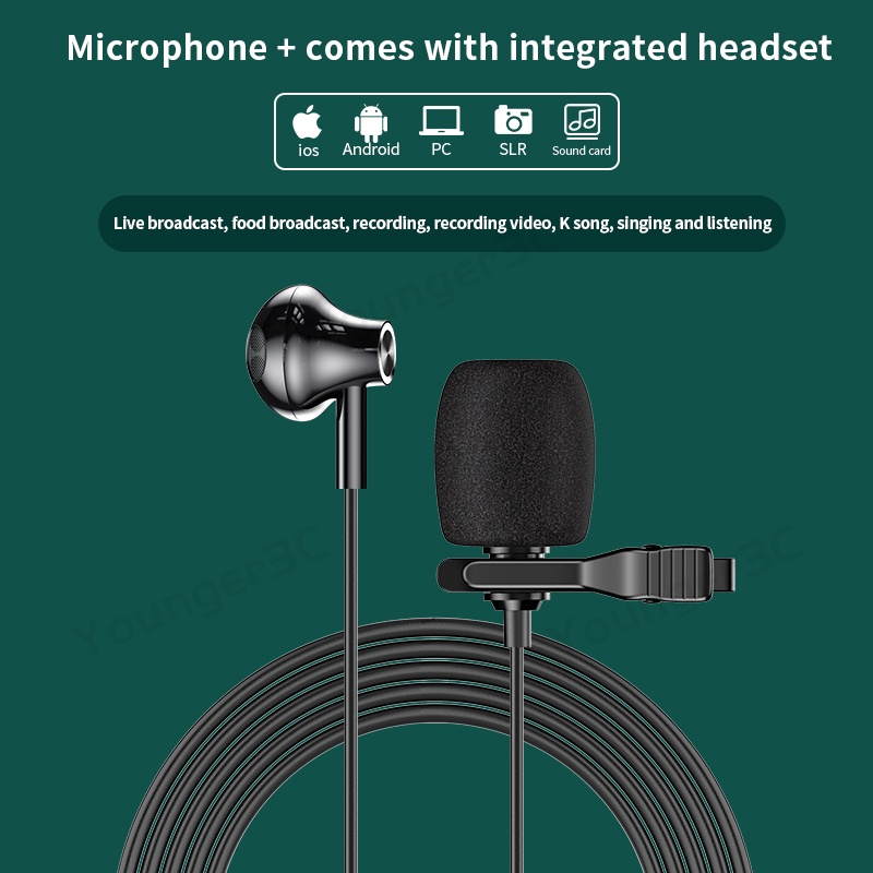 Hadiah Gratis Lavalier Microphone Earphone In Ear Headset Kabel Untuk Video Live Streaming Kursus Online Mikrofon Mini Rekaman Interview