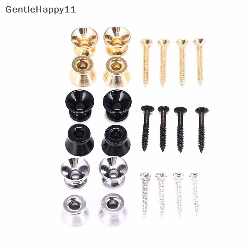 Gentlehappy 4pcs Tombol Tali Gitar bass screw lock pins Pasak pads strap lock Tali Kunci id