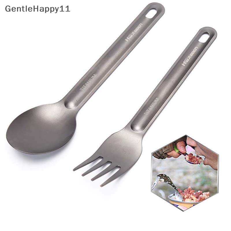 Gentlehappy 1pc Garpu Sendok Titanium Ringan Untuk Peralatan Makan Camping Outdoor id