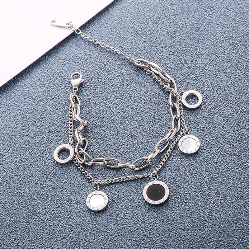 Titanium Steel Berlapis Emas Liontin Gelang Untuk Wanita Retro Punk Gothic Potret Koin Salib Mutiara Gelang Perhiasan