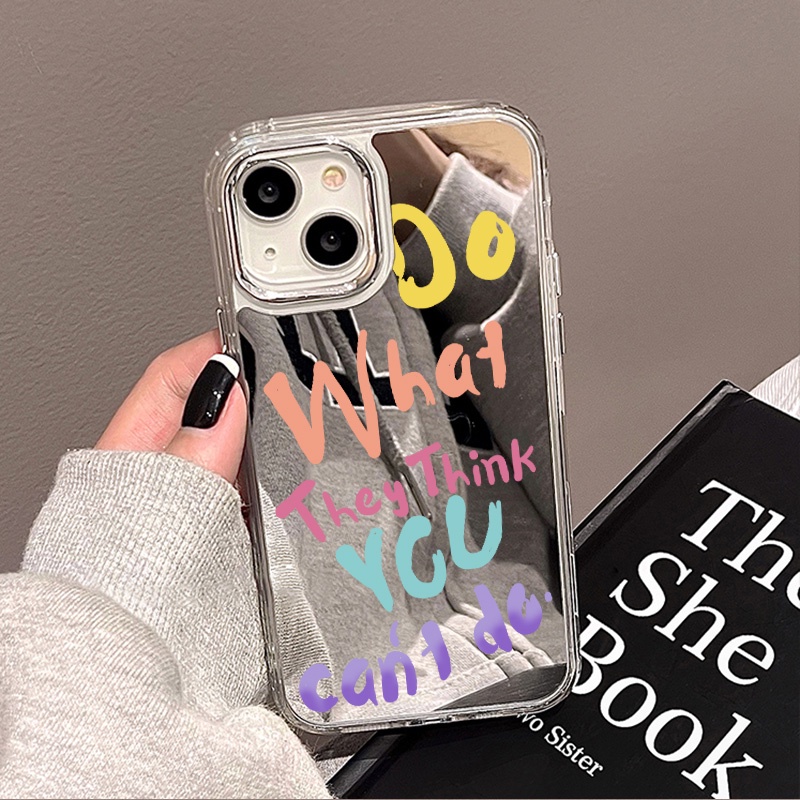 IPHONE Case Ponsel Cermin Huruf Kompatibel Untuk Iphone11 12 13 14 12Pro 13Pro 14Pro Pro Max XR X XS Max Electroplating Tombol Perlindungan Mirror Cover