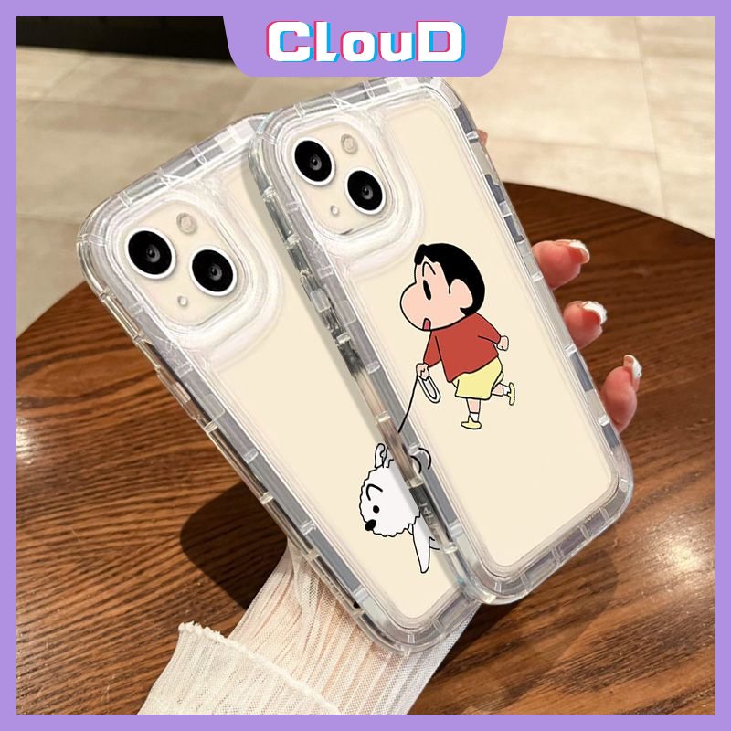 Untuk Realme C35 C15 C25s C12 C11 C17 C20 C25 6i 5i 5s 9i 5 7i C3 C2 C55 C3 C21Y C30 C25Y C30S C1 Kartun Crayon Shin-chan Airbag Bening Shockproof Pasangan Lucu Nohara Shiro Case