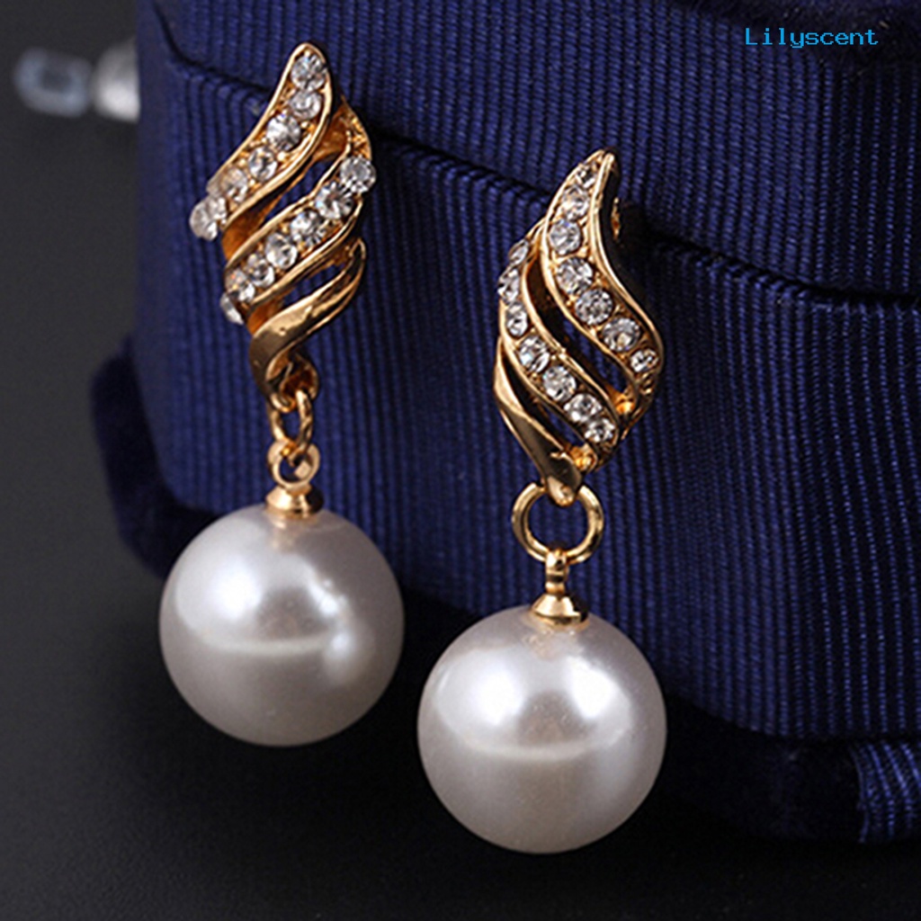 [LS]Earrings Set Anting Mutiara Imitasi Bahan Alloy Tahan Lama Kualitas Tinggi Elegan Warna Untuk Travel