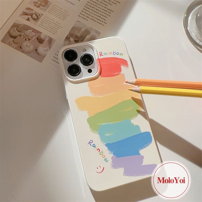 IPHONE Glossy Pola Cat Air Tidak Teratur Tahan Guncangan Case Kompatibel Untuk Iphone11 14 13 12 Pro Max XR XS X Max8 7 Plus SE 2020fashion Colorful Doodle Paint Rainbow Lembut Tpu Penutup Belakang