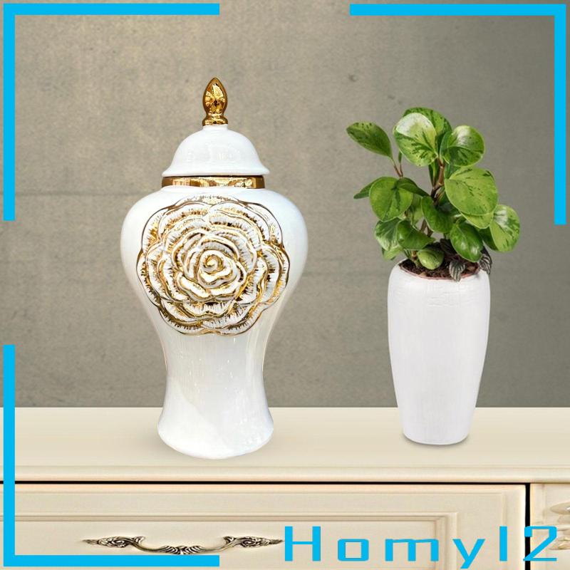 [HOMYL2] Toples Penyimpanan Vas Keramik Dengan Tutup Temple Jar Glazed Home Accent Piece Modern