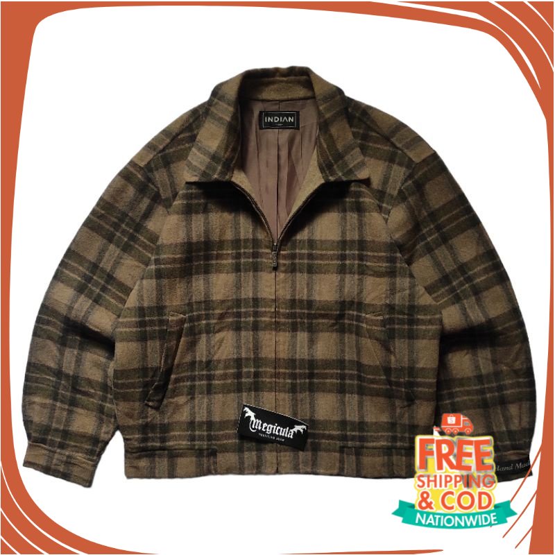 JAKET VINTAGE OOTD FESTIVAL REMAJA/ Indian Vintage Casual Wool Plaid Work Jacket