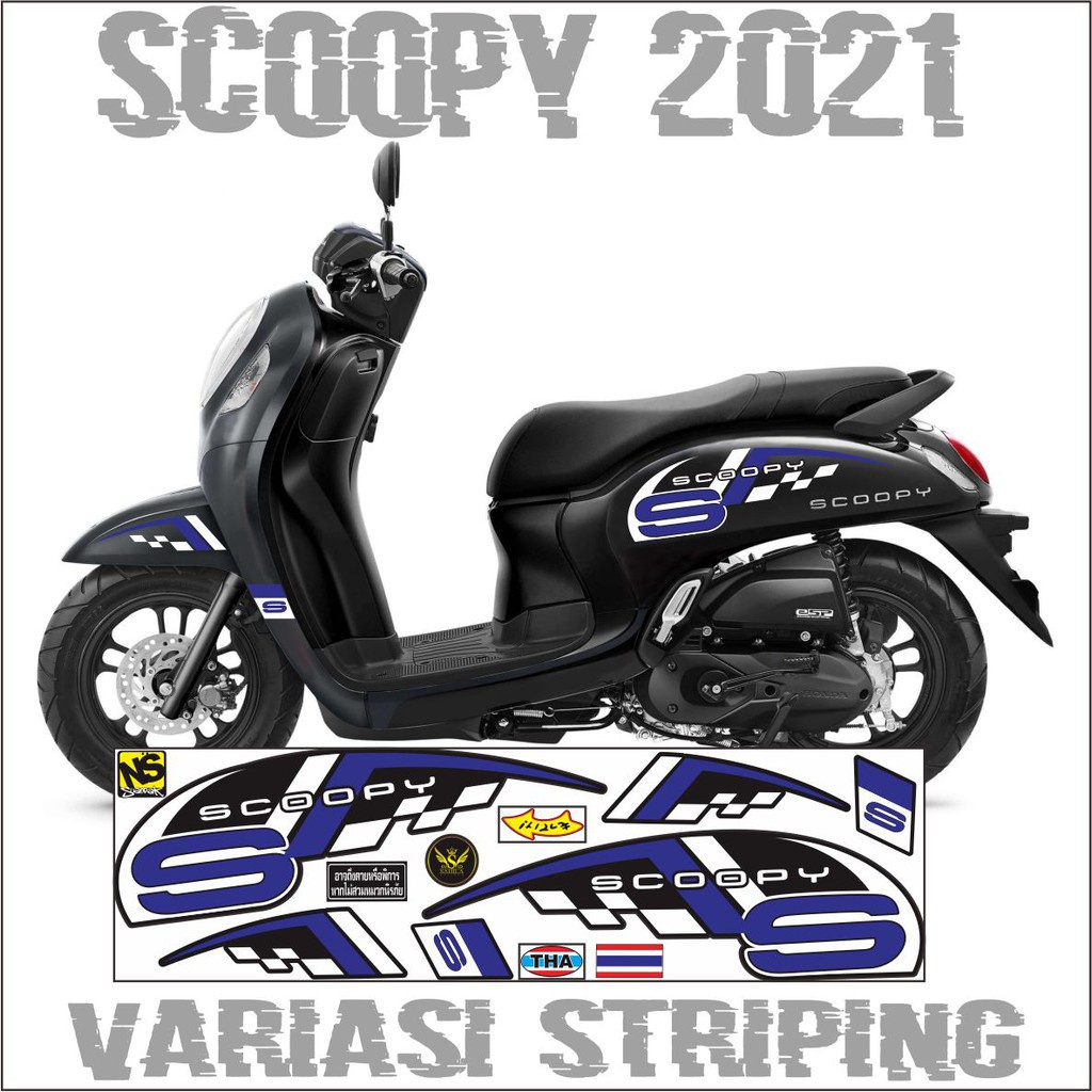 STICKER MOTOR SCOOPY 2021 - STICKER VARIASI STRIPING SIMPLE 0202 LIS BIRU