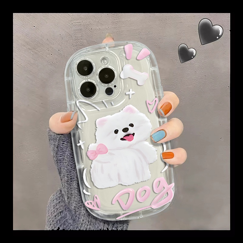 IPHONE Casing Ponsel Lembut Anjing Lucu Kompatibel Untuk Iphone14 12 13 11 Pro XS Max Casing XR X 8+ 7plus TPU Shockproof Transparan Cover Silikon