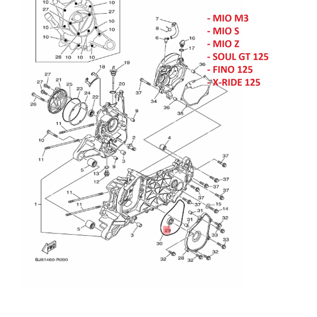 SEAL KRUK KREK AS KIRI CVT MIO J M3 S Z SOUL GT FINO FI XRIDE X RIDE 115 125 - XEON KARBU RC GT 125 YGP 93102-25816