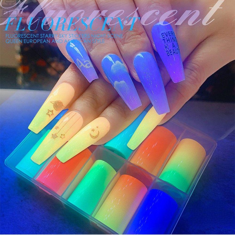 AUGUSTINA Stiker Kuku Neon Agustina Fashion 4*100cm Glitter Dekorasi Kuku Manicure Nail Art Foils