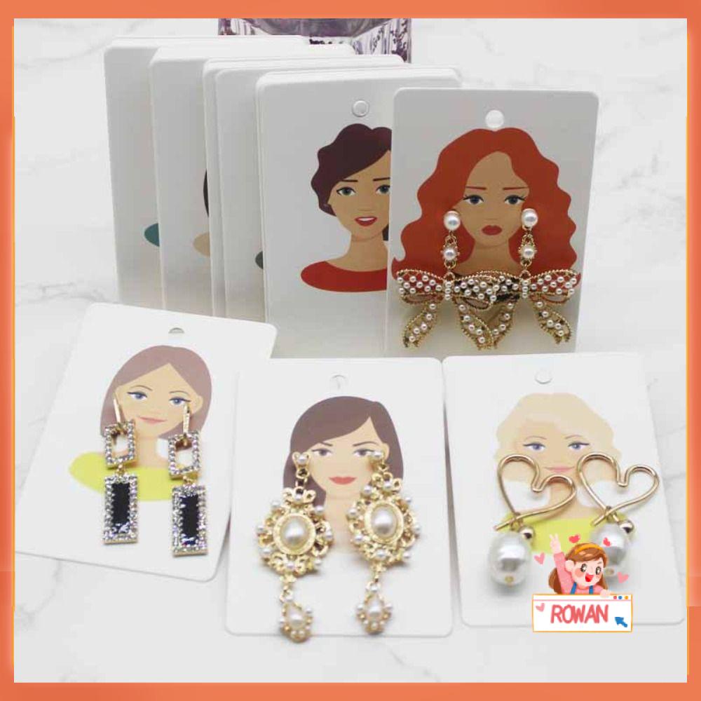 R-FLOWER 100pcs Kartu Paket Anting DIY Aksesoris Kertas Kraft Display Boardcard Pola Kecantikan