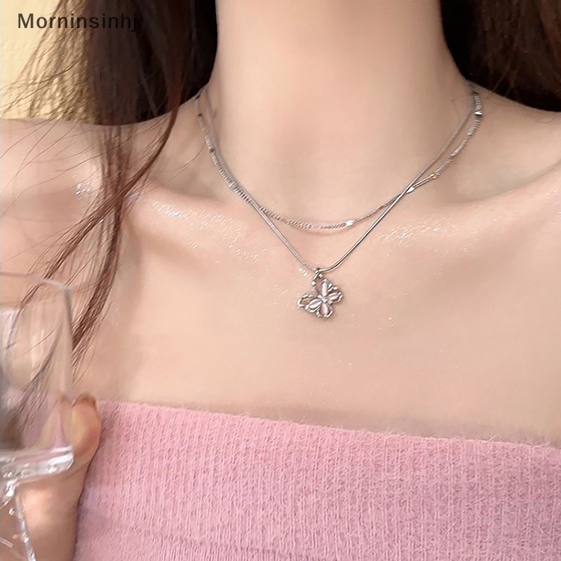 Mornin Kalung Kupu-Kupu Berongga Dengan Zirkon Bersinar Hewan Choker Hadiah Pesta Untuk Wanita Fashion Perhiasan id