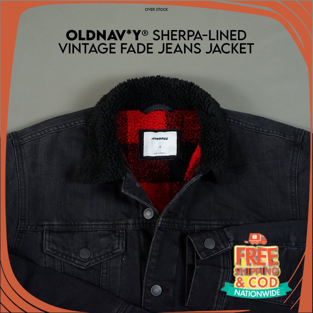 JAKET OOTD KONSER OOTD CAFE/ Oldnav*y Sherpa-Lined Vintage Fade Jeans Jacke