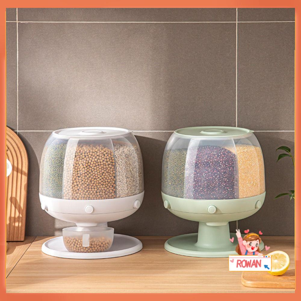 R-FLOWER Dispenser Biji-Bijian Wadah Bersih Penyimpanan Dapur Makanan Kering