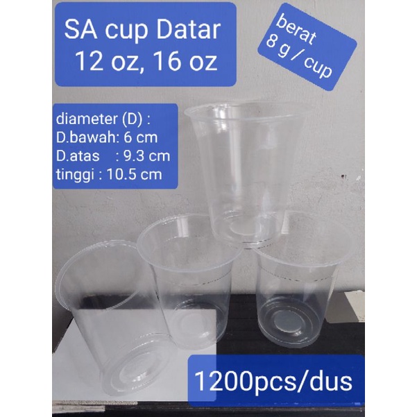 Harga turun...SA cup datar 12 oz dan 16 oz 8 gram/cup. dijual 1200pcs/dus. Bisa menggunakan tutup st