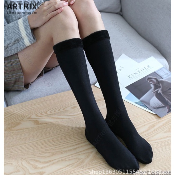 IMPORT WOMAN WINTER LONG SOCKS VELVET THERMAL KAOS KAKI MUSIM DINGIN