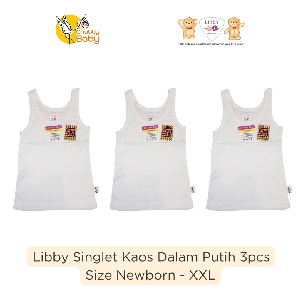 Libby Baby - Singlet Kaos Dalam Polos Putih 3pcs