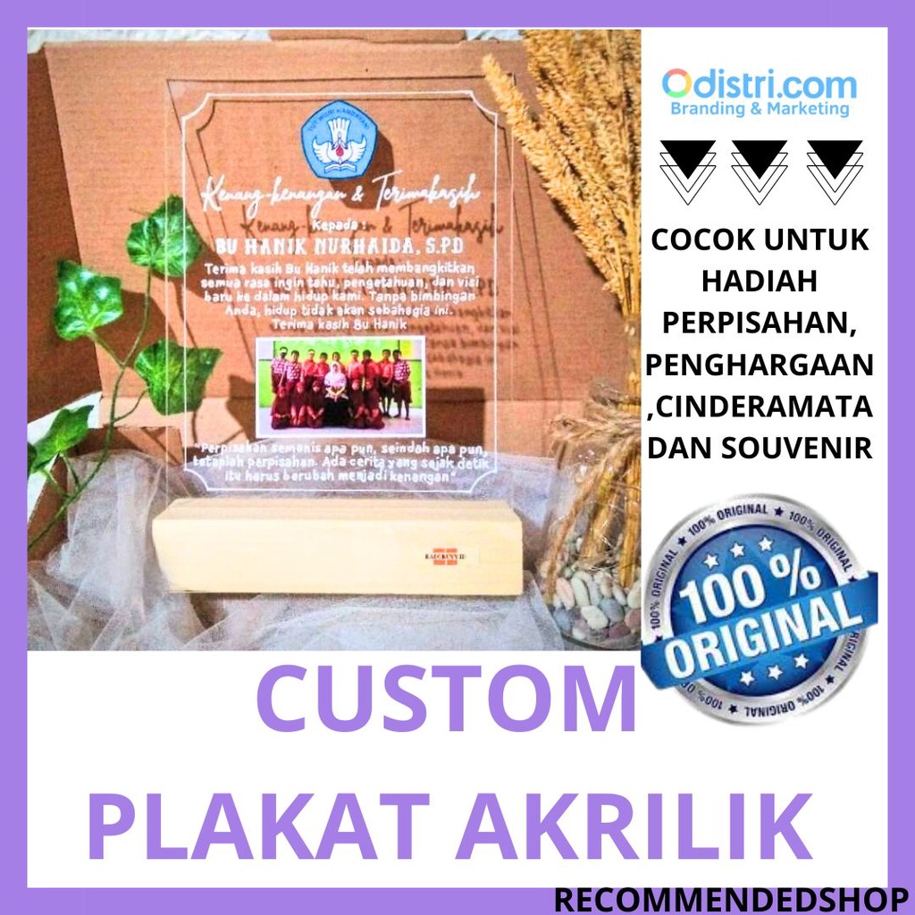 SOUVENIR PLAKAT CINDRAMATA AKRILIK PREMIUM KHUSUS CUSTOM KENANG-KENANGAN, PENGHARGAAN, PERINGATAN, PERPISAHAN