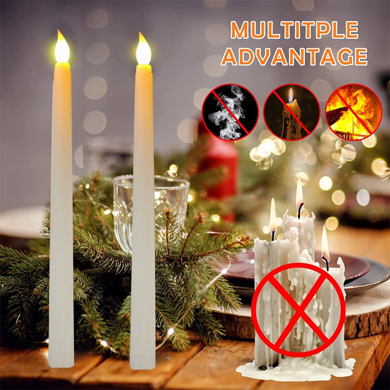 Lampu Lilin Batang Panjang Led/Lilin Tea Light Lancip Flameless/Lampu Led Votive Elektronik/Lilin Palsu Bertenaga Baterai/Dekorasi Pesta Pernikahan Halloween Natal