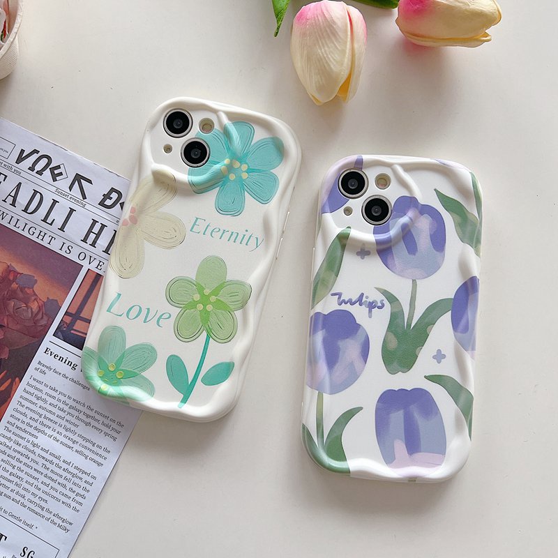 Cream Casing Nice Simple Flowers Soft Case HP iP iPhone 6 6S 7 8 14 + Plus SE 2020 2022 X XS XR 11 12 13 Pro Max Girl Woman