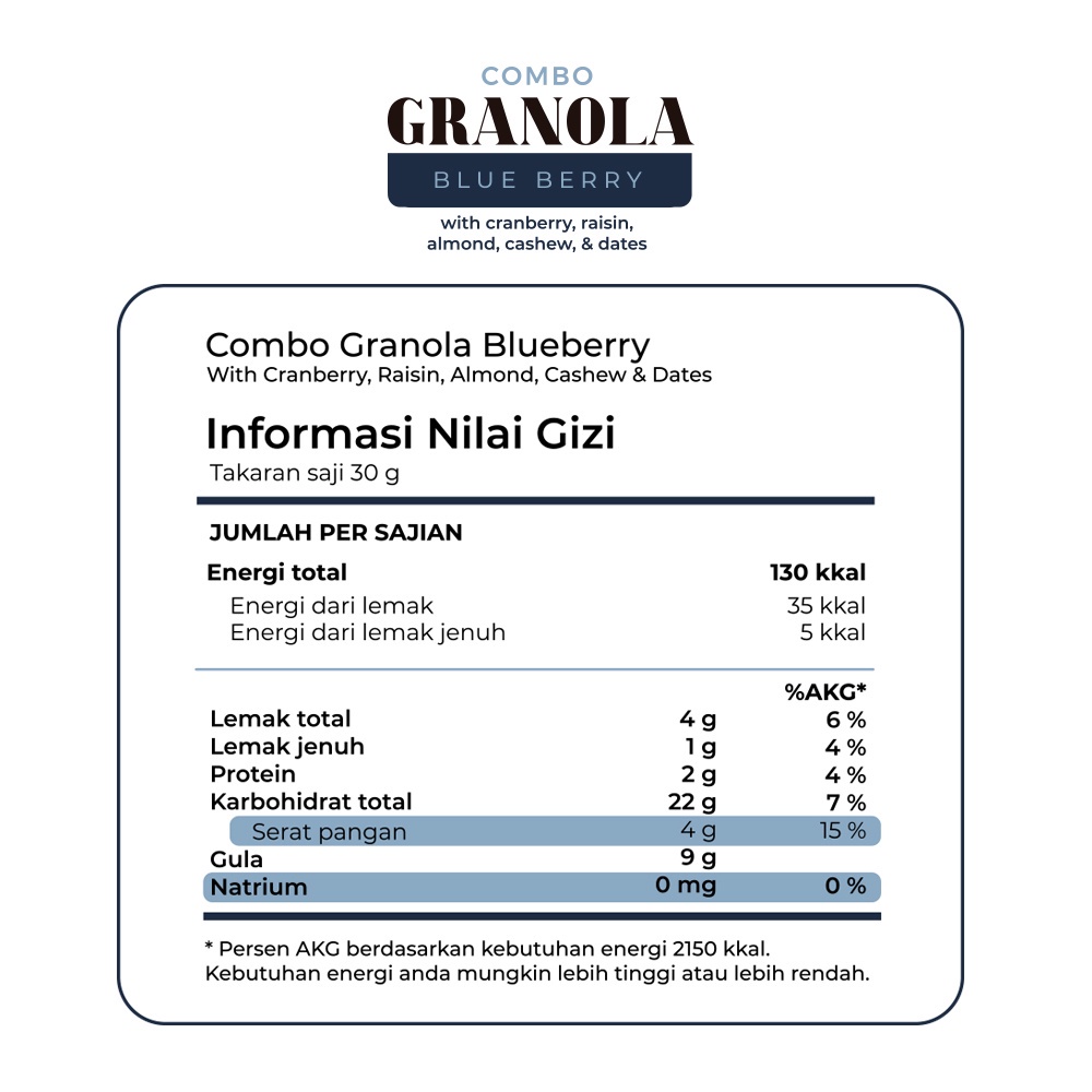 Timur Tengah Granola Blueberry 500 gr Sereal Makanan Sehat GARANSI ORIGINAL