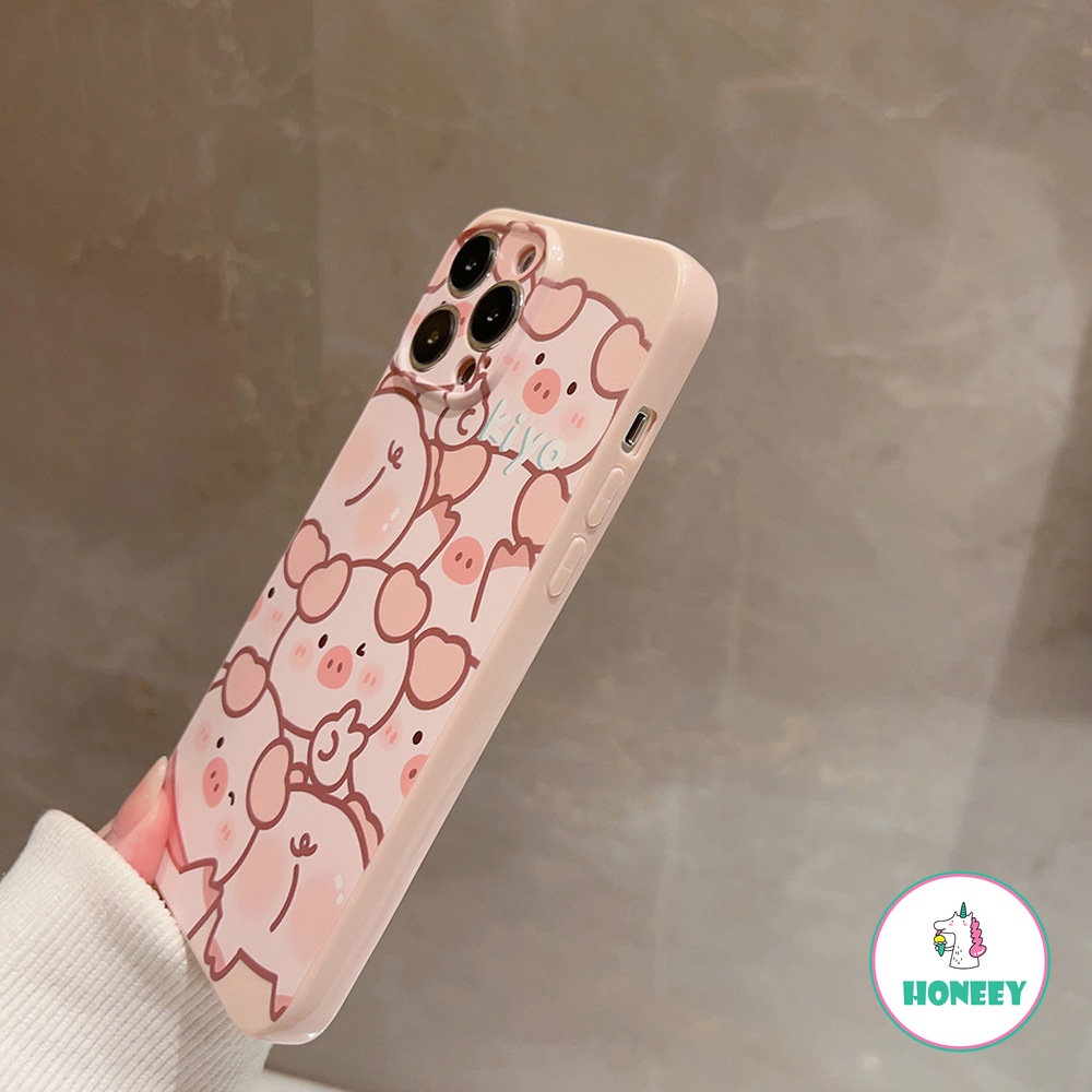 Kawaii Pink Piggy Phone Case Kompatibel Untuk iPhone 14 Pro Max13 12 11 Pro Max TPU Lembut Shockproof Sarung Handphone