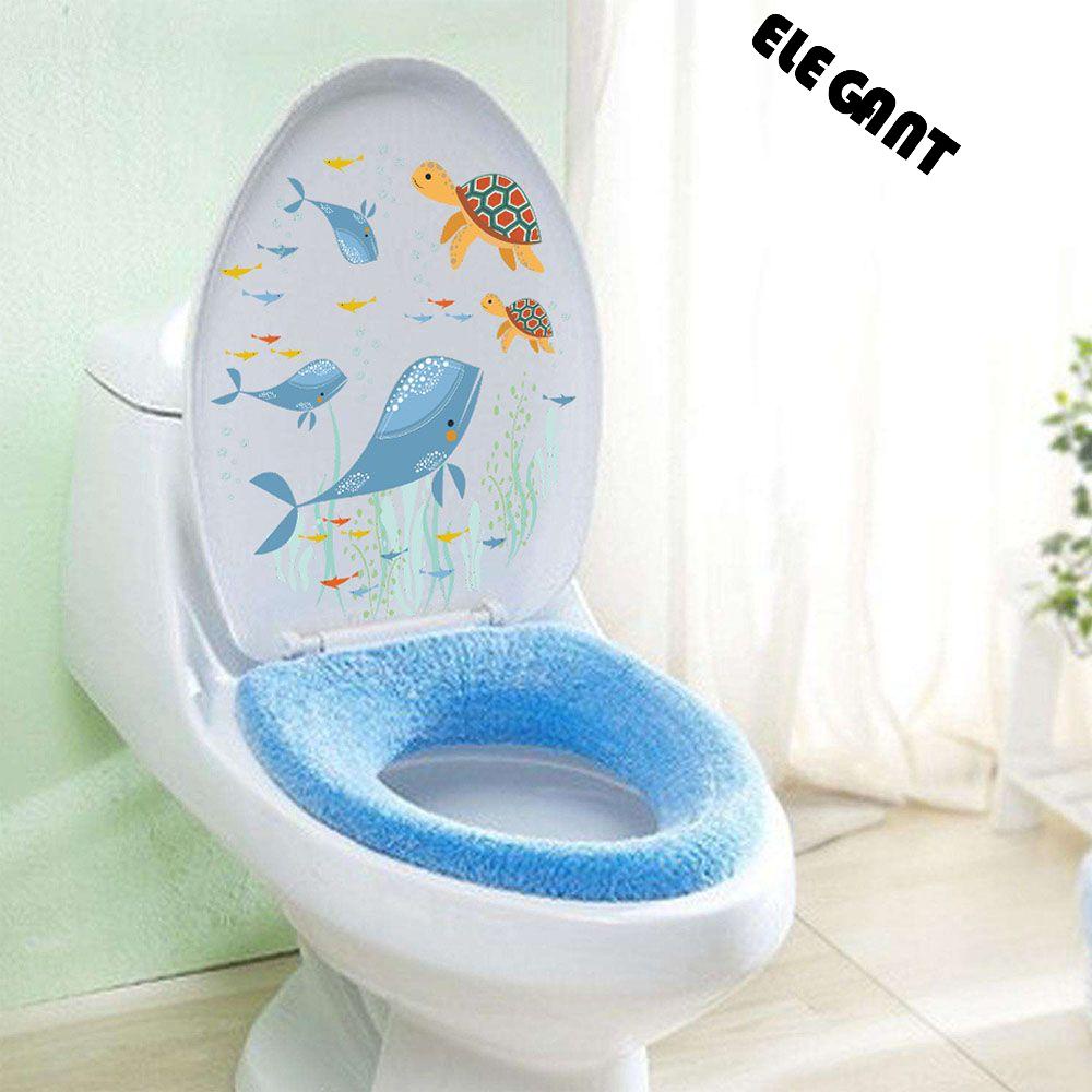 【 ELEGANT 】 Stiker Toilet Kamar Mandi 3d Hot Sale Lucu Removable Kartun PVC Dekorasi Rumah