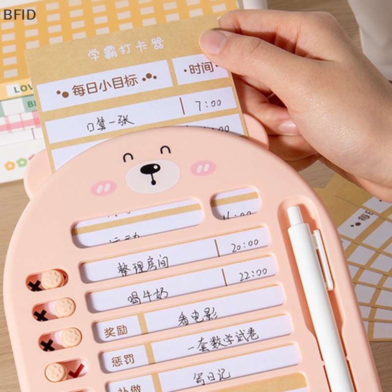 [BFID] Adjustable Beruang Lucu Memo Checklist Board Disiplin Diri Anak-Anak Punch Card Hiasan Dinding Reusable Checklist Jadwal Liburan Memo Board Manajemen Waktu [ID]