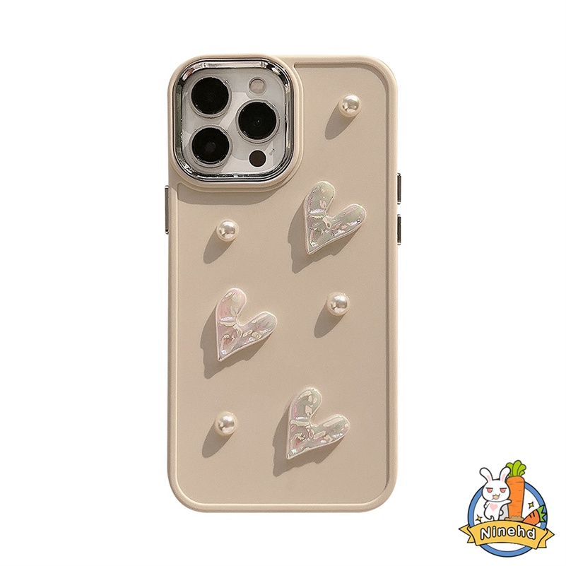 IPHONE Casing Ponsel Cinta Laser Mutiara Kecil Lucu Putih Premium Kompatibel Untuk Iphone14 13 12 11 Pro Max X Xr Xs Max8 7 6 6s Plus SE 2020 Bumper Tahan Guncangan Soft Case TPU Sarung Handphone