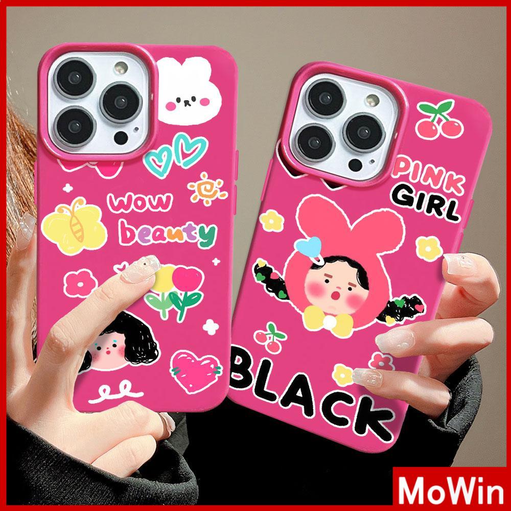 Case iPhone 14 Pro max iPhone Case Merah Glossy TPU Lembut Tahan Guncangan Perlindungan Kamera Lucu Kartun Gadis Kecil Kompatibel dengan iPhone 13 Pro max 12 Pro Max 11 xr xs max 7Plus 8Plus