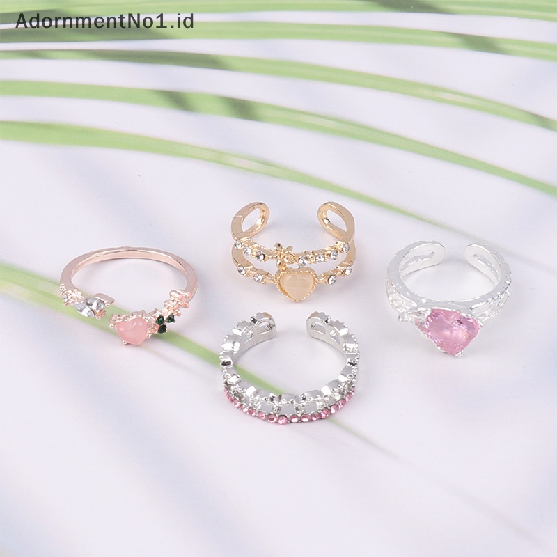 [AdornmentNo1] Fashion hati Vintage cinta cincin untuk wanita INS Punk Gothic terbuka geometris jari cincin pesta pernikahan perhiasan gadis trendi