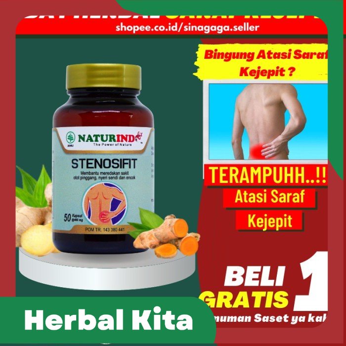 

Obat Herbal Sakit Pinggang Saraf Kejepit Encok Stenosifit Naturindo - STENOSIFIT