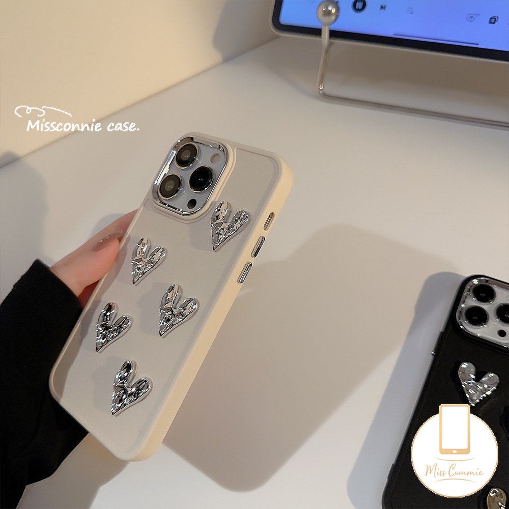 3D Pearl Romantic Love Heart Starry Sky Electroplate Case Compatible for IPhone 7 8 14 Plus 11 13 14 12 Pro Max 7plus 8plus XR X XS MAX Luxury Plating Solid Color Shockproof Cover