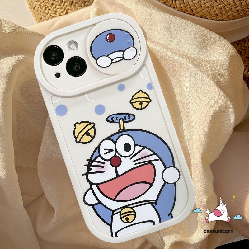 IPHONE Cute Strawberry Bear Manyo Pull Push Window Camera Protection Phone Case Kompatibel Untuk Iphone7 8 Plus 13 11 12 Pro MAX XR 7plus X XS MAX Kartun Dinosaurus Lucu Doraemon Soft Case