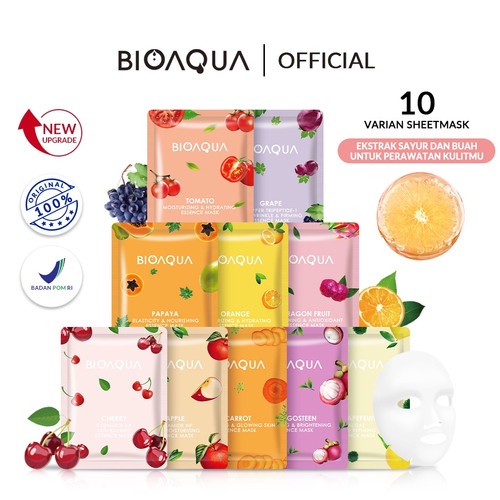 [ DBI ] BIOAQUA Sheet Mask Brightening Moisturizing Skin Care Anti aging Masker Pencerah Wajah Bisa COD Bayar di tempat