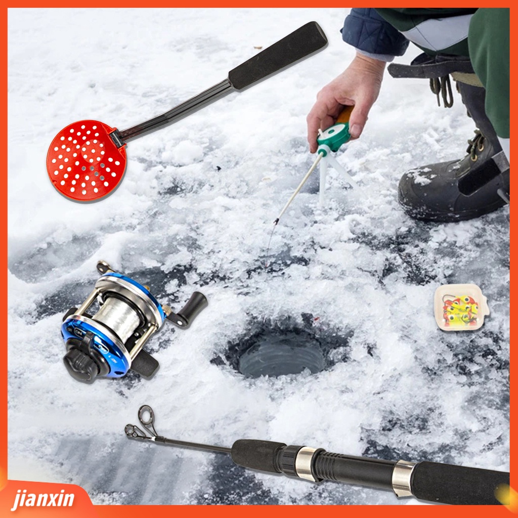 (In Stock) 1set Musim Dingin Memancing Kit Non-slip Es Pancing Gagang Lipat Sendok Gulungan Kait Perlengkapan Memancing Portabel Tahan Lama Es Peralatan Memancing Kit Untuk Memancing