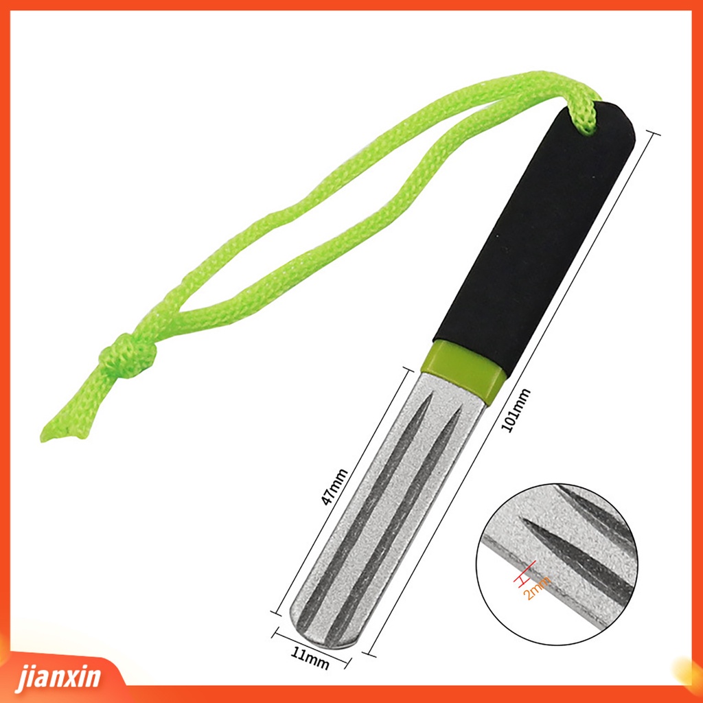 (In Stock) Alat Pengasah Kail Pancing Tajam Anti Selip Portabel Tiga Alur Batu Berlian Kail Pancing Kikir Gerinda Untuk Camping