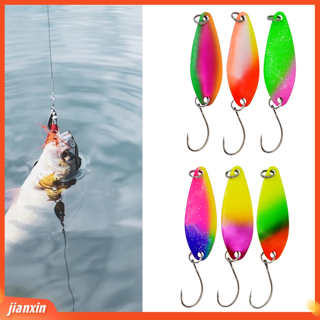 (In Stock) 6 Pcs 5g /4 cm Berwarna Sequin Semua Air Universal Tajam Kait Meningkatkan Tingkat Angling Willow Daun Buatan Umpan Sequin Aksesoris Memancing