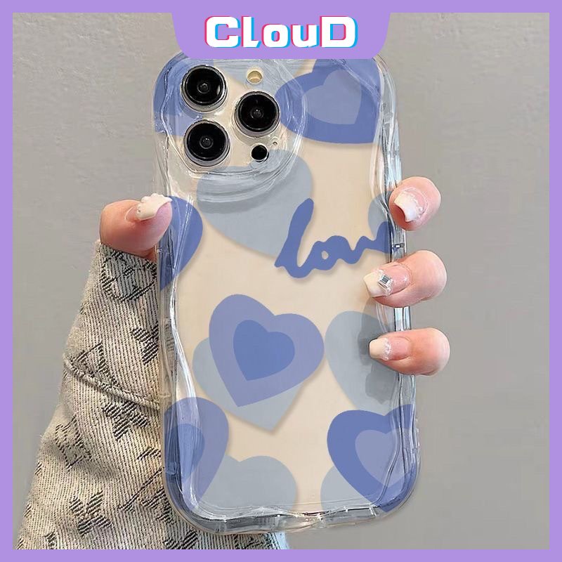 Untuk Redmi 10A 9A 9T 9a2 A1 10C 9C NFC Redmi Note8 11 12 11s 10 Pro Max 10s 9poco M3 Biru Love Heart Colorful Sweet Love Heart 3D Wavy Curved Edge Shockproof Case