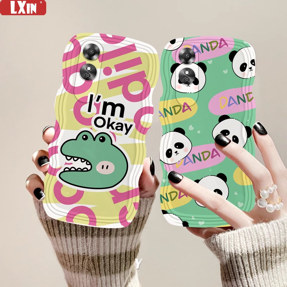 Oppo A17 A57 A78 A58 Reno 8T A15 A16K A54 A12 A5S A7 A94 A93 A3S A11k A53 A31 A52 A74 A95 A96 A92 A37 F9 A1K A76 A36 5F A9 2020cover Casing TPU Tepi panda Dan Buaya
