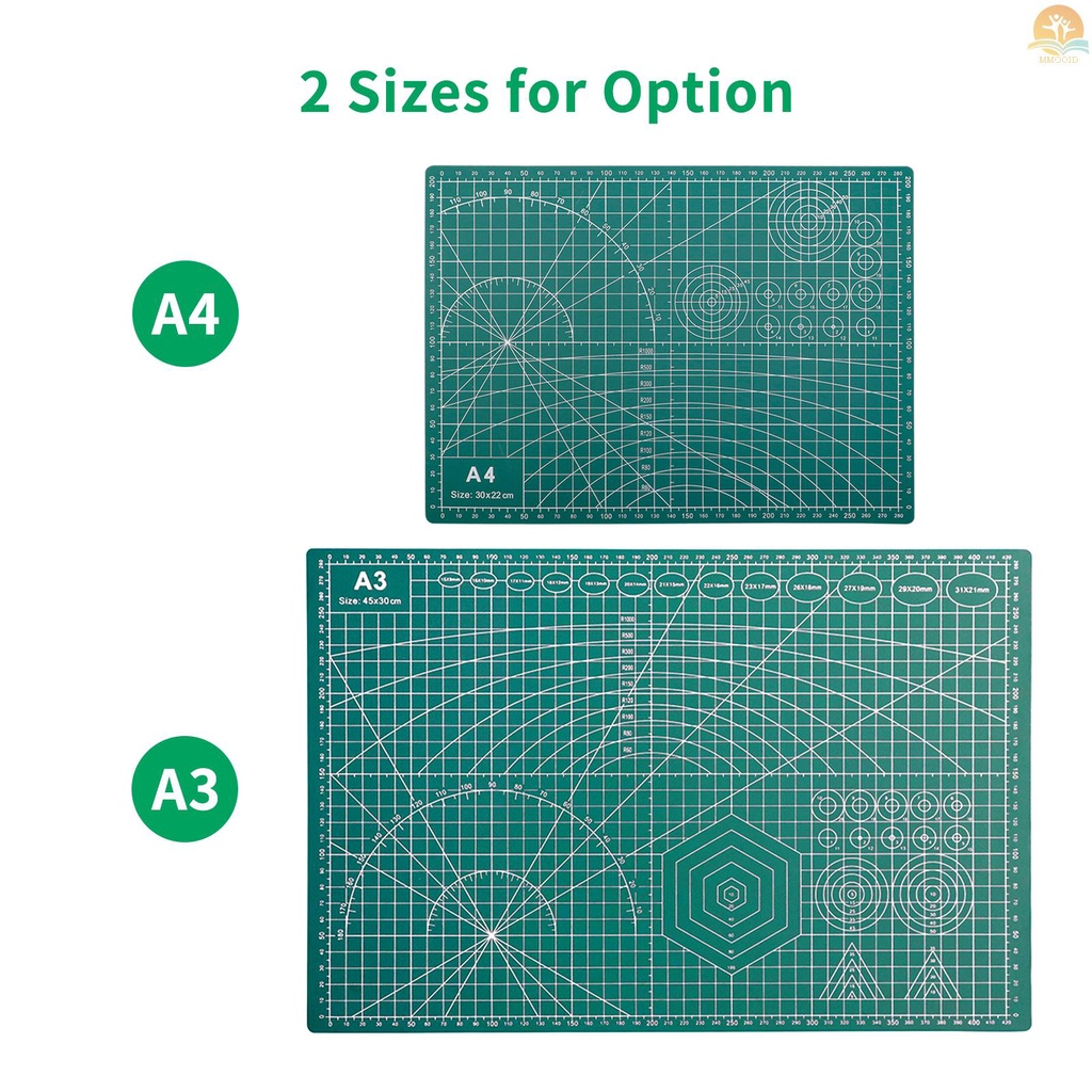 In Stock A4 Self Healing Cutting Mat Talenan PVC Dua Sisi Non-slip Dengan Grid Lines Angles Design Tebal 3mm Untuk Proyek Scrapbooking Art &amp; Craft