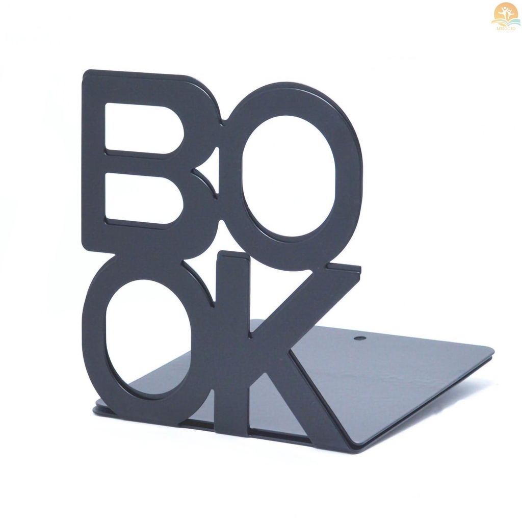 In Stock Metal Bookends Non-Slip Decorative Book Ends Support 4.9 x 5.1 x 5.5 Inch Book Shelf Holder Stand Sumbat Buku Meja Organizer Untuk Shcool Alat Tulis Rumah Kantor Accessorie
