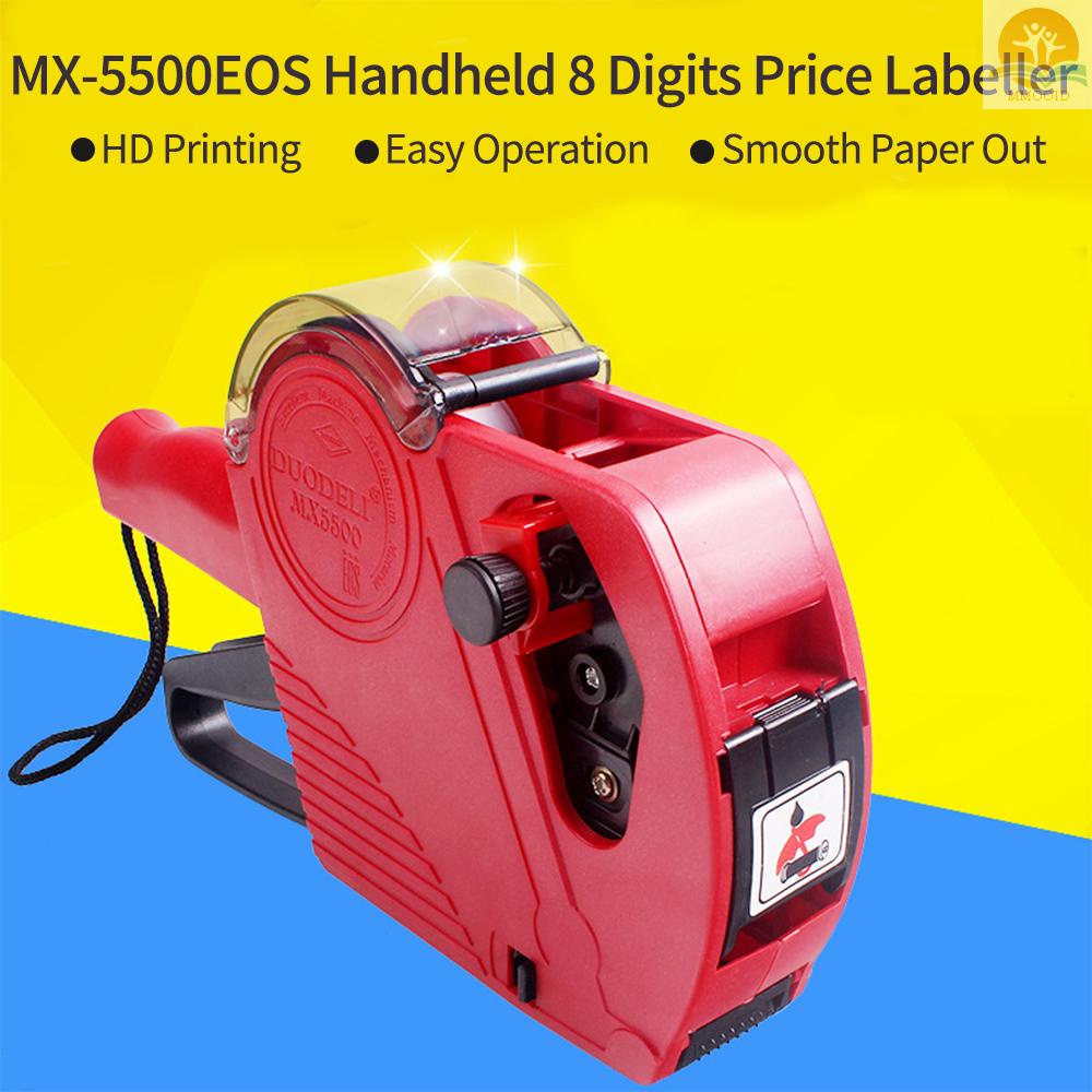 In Stock MX-5500EOS Handheld 8digis Price Labeller Label Maker Mesin Harga Dengan Label Roll &amp; Rol Tinta Untuk Supermarket Kantor Toko Eceran Toko Toko Sembako